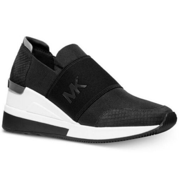 Michael Kors Felix Canvas Snake-Embossed Nubuck Trainer Sneakers - Picture 4 of 4